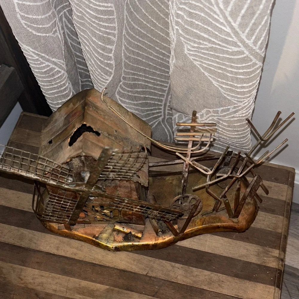 Vintage Rustic Metal Windmill Music Box - Picture 4 of 13